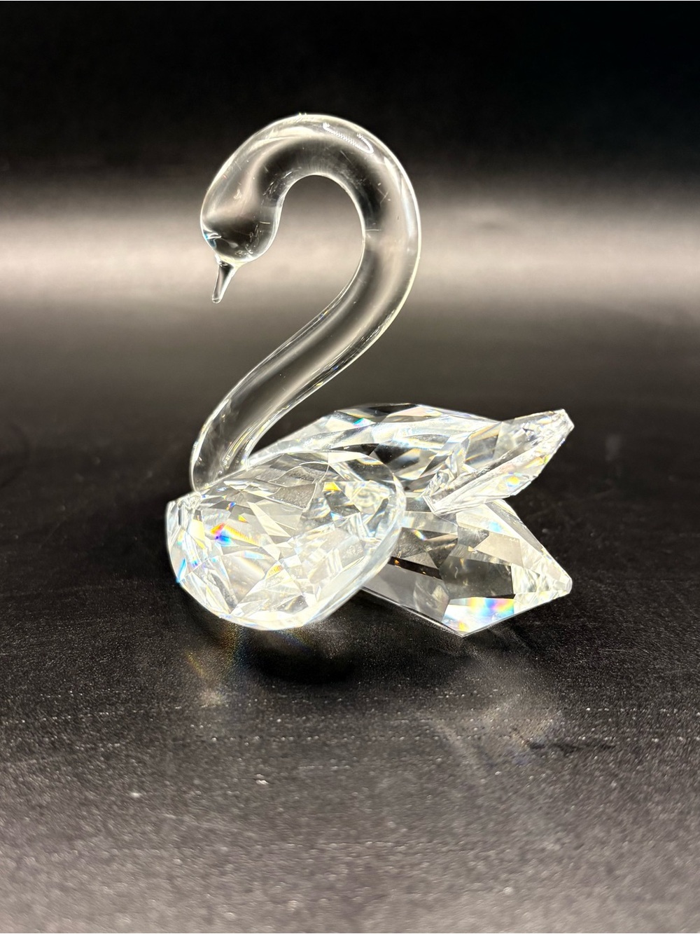 Vintage Zoo Crystal Austrian Lead Crystal Swan Figurine Clear Faceted Bird 2.75"